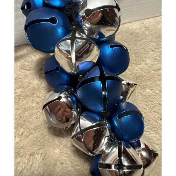 Vintage Cobalt Blue Grape Cluster Jingle Bells Large Christmas Ribbon Snowflake - Picture 3 of 6
